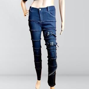 Early 2000s Mar Jour Black Japanese Visual Kei Punk Buckle Strap Pants